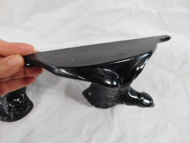 vintage Mid Century Modern ceramic American eagle wall shelfs black decorative