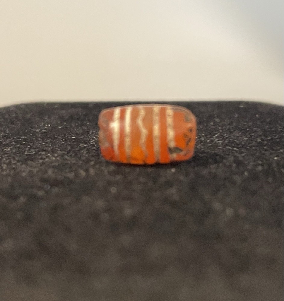 Ancient Pyu Culture Etched Agate Barrel Bead