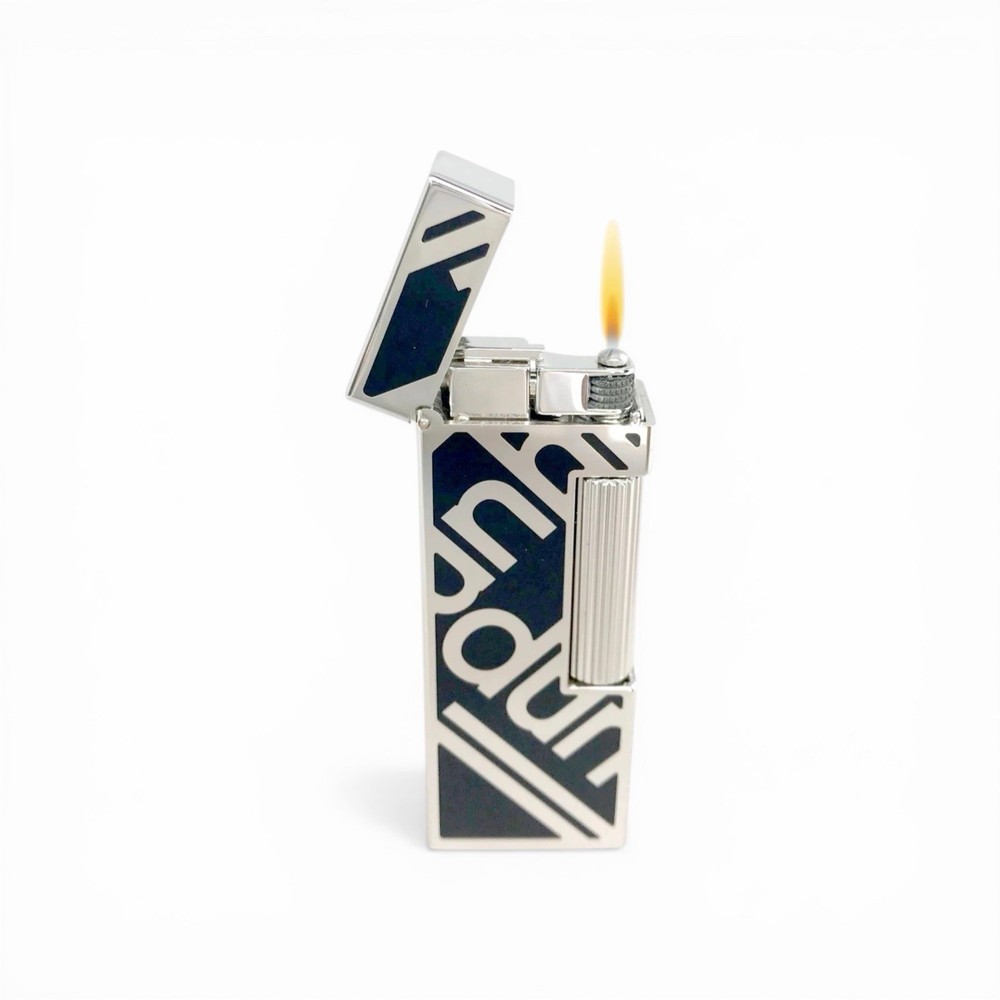 Dunhill Rollagas Longtail Logo Lighter Silver Brass Swiss Made