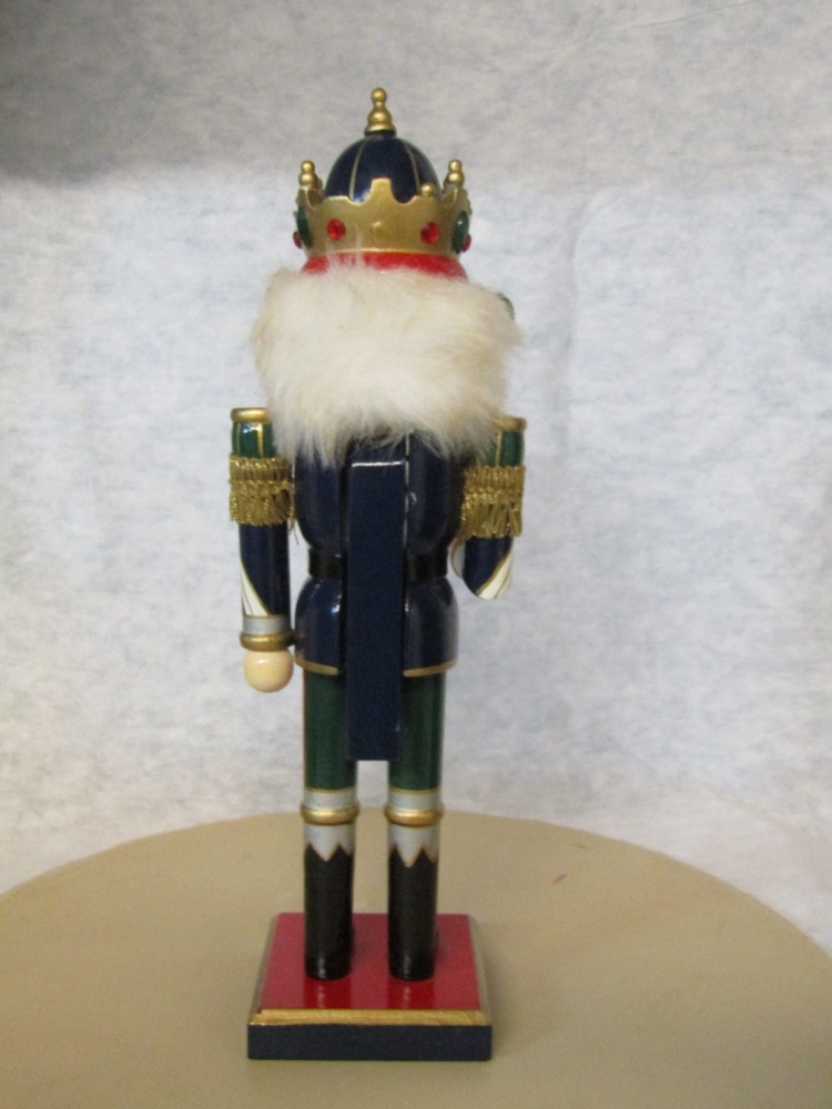 Vintage Nutcracker Wood King Holding Glass Scepter 14" Tall