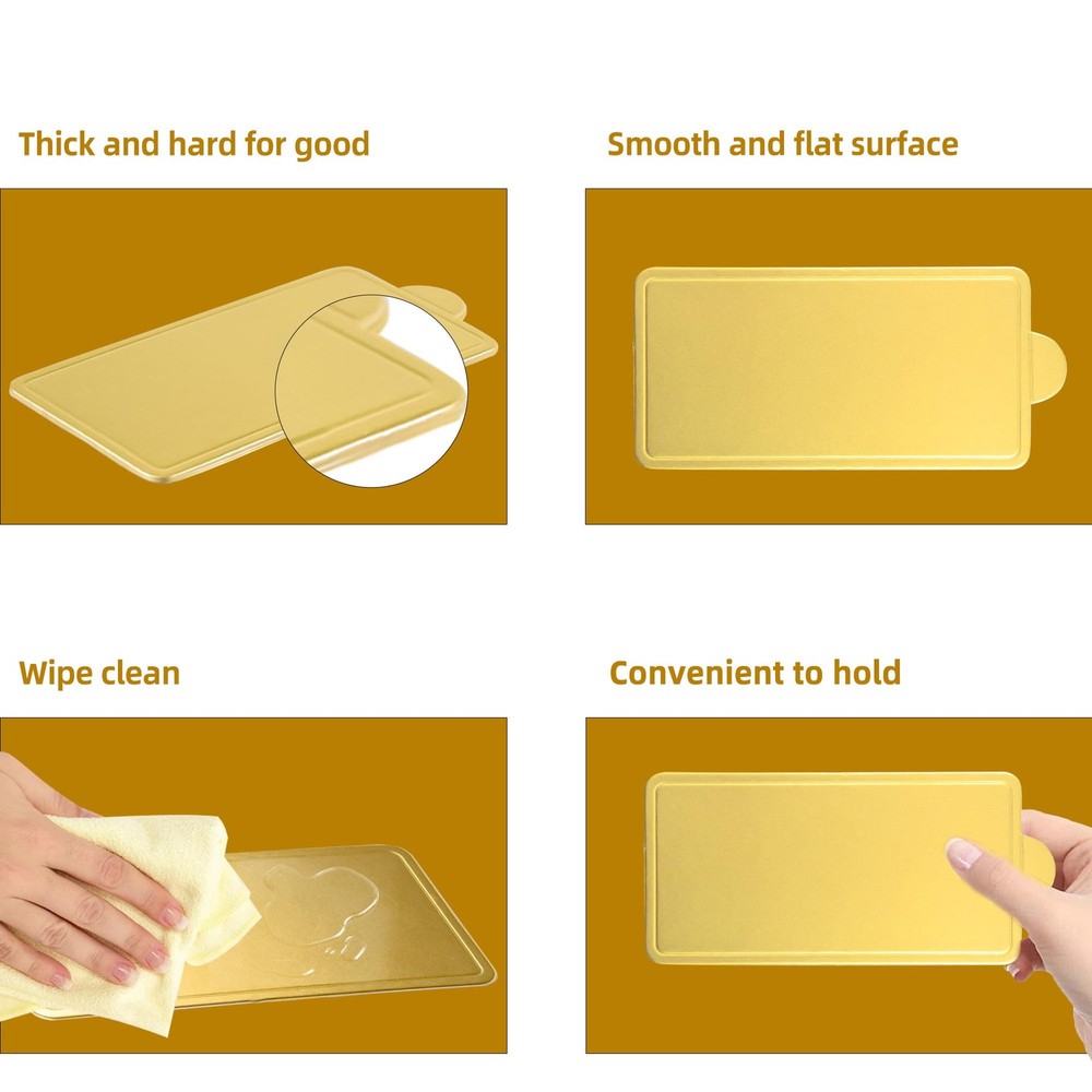 300 Pcs Rectangular Mini Cake Boards Gold Rectangle Cake Boards, Golden Mouss...