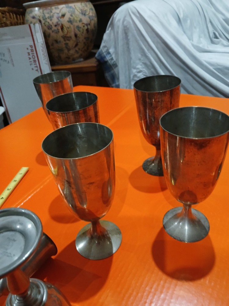 Silver Plated Goblets Set of 6 Wine Goblets +2 Misc