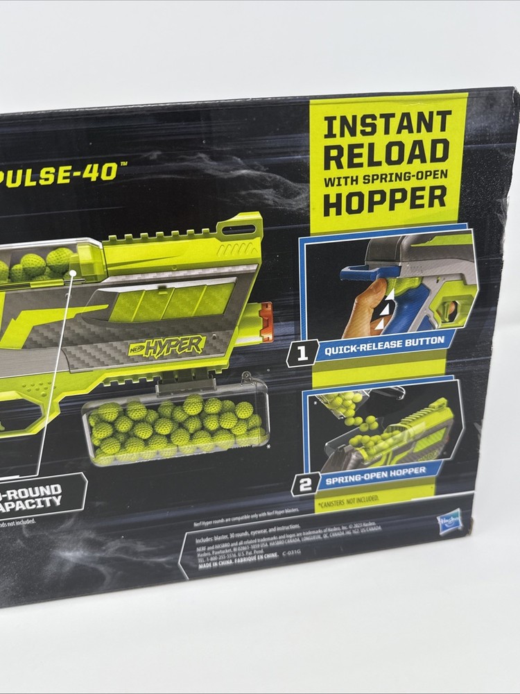 Nerf Hyper Impulse-40 Blaster w/30 Rounds - Spring Open Hopper - New In Box!