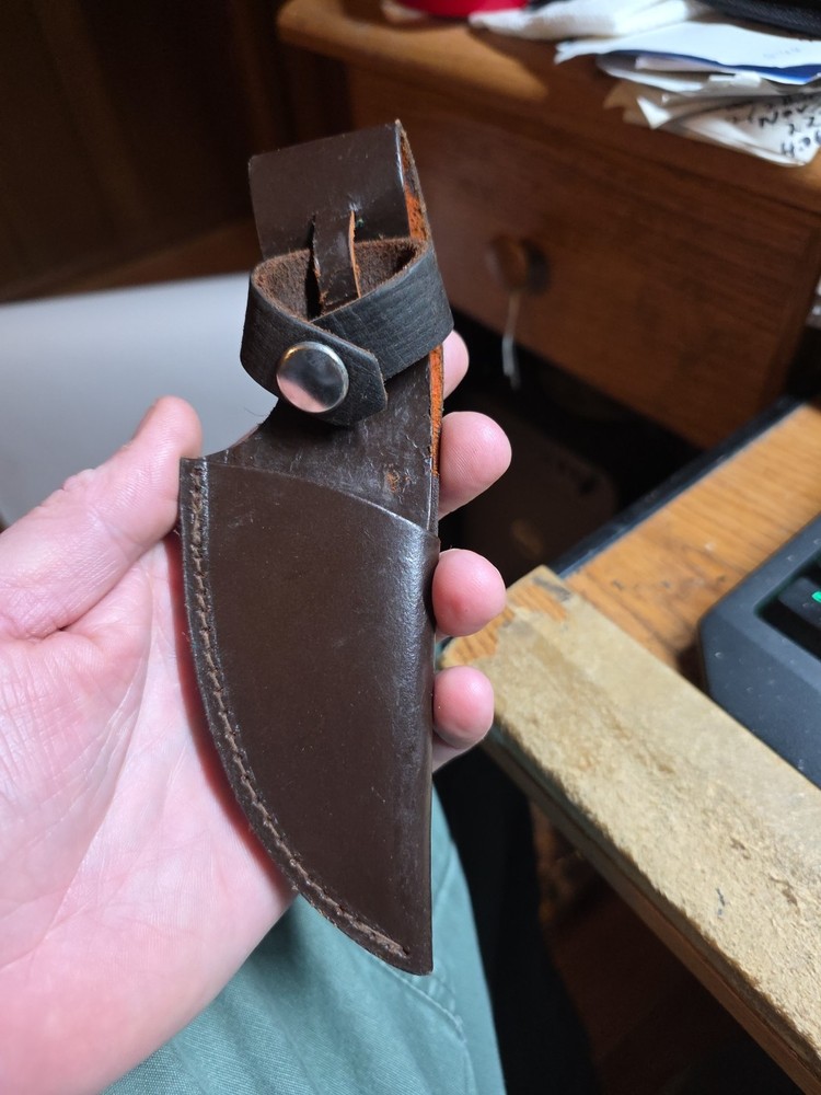 LEATHER Fixed Blade Knife SHEATH FOR SHARP FINGER KNIFE etc 4" Blade