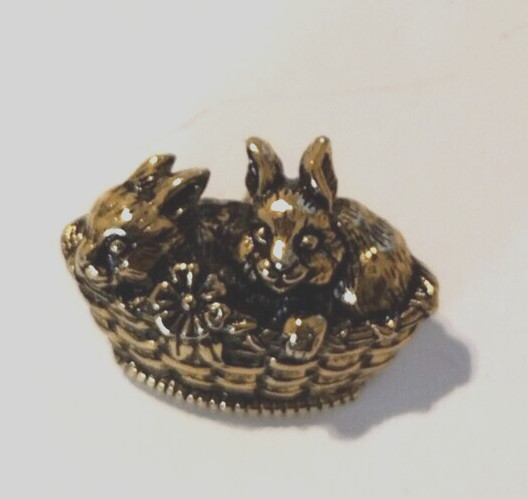 Bunny Rabbits Basket Lapel Jacket Tack Pin