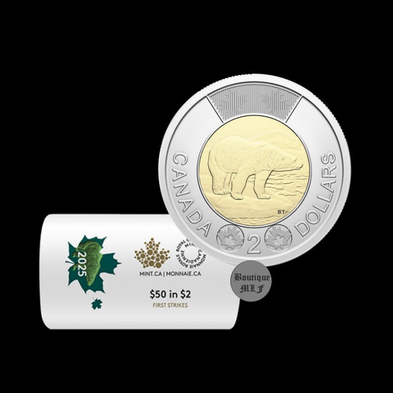2025  Polar bear,  $2.00 coins UNC. from first strike special wrap roll