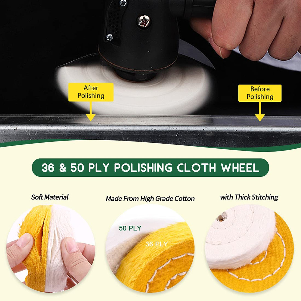 8Pcs 4Inch Buffing Polishing Wheel Kit Include Polishing Compounds Buffer Wheels