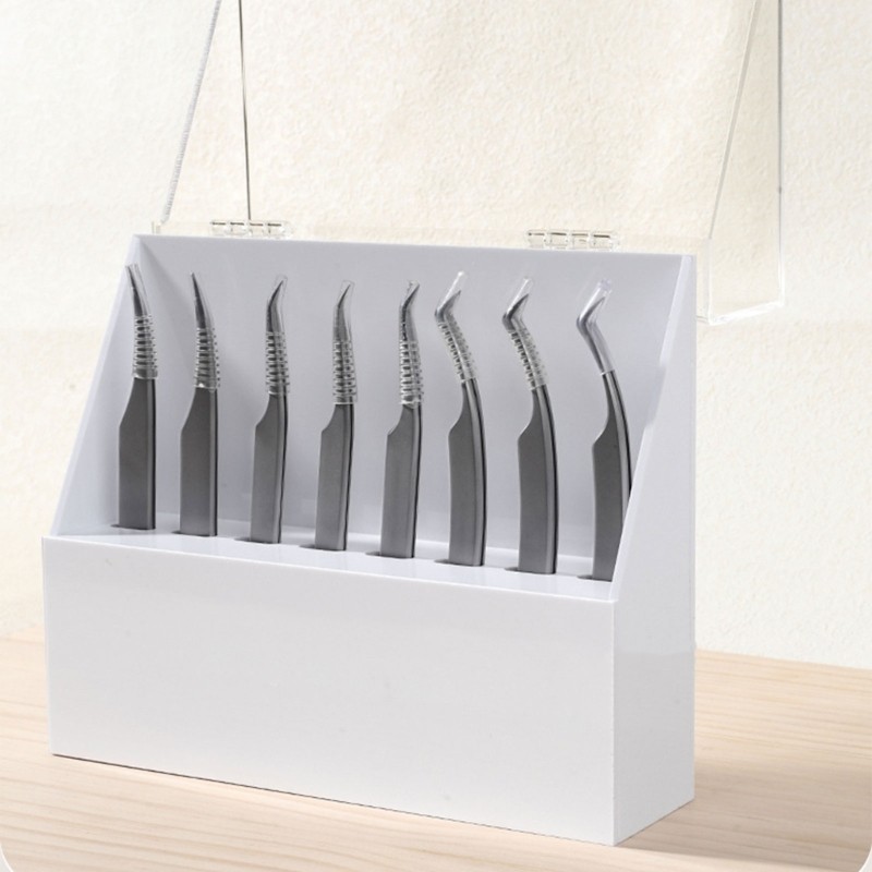 Tweezers Organizer Display Case with 8 Slots Compact Storage Space Saving