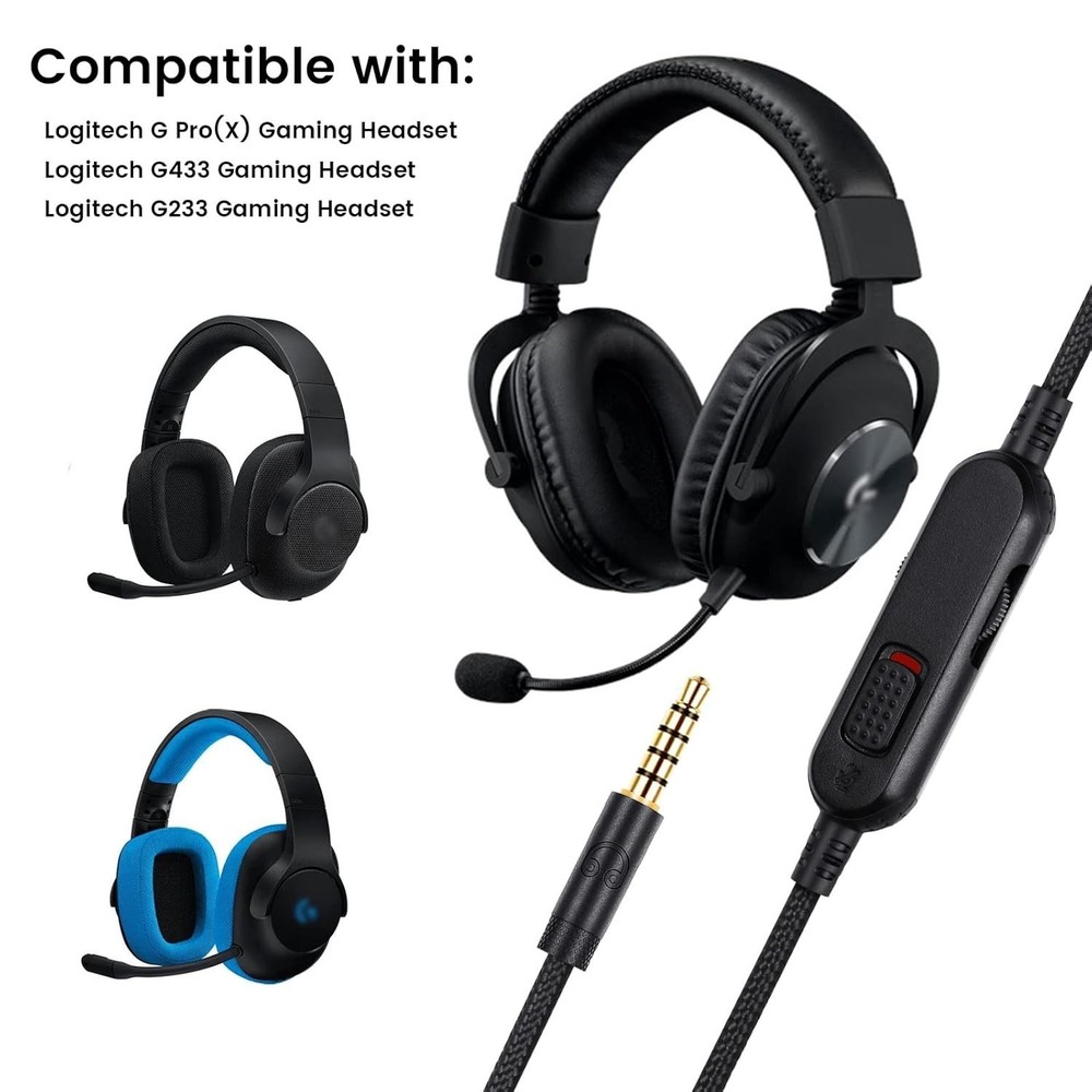 6ft Detachable Headset Cable with Inline Volume Controller for Multiple Devices