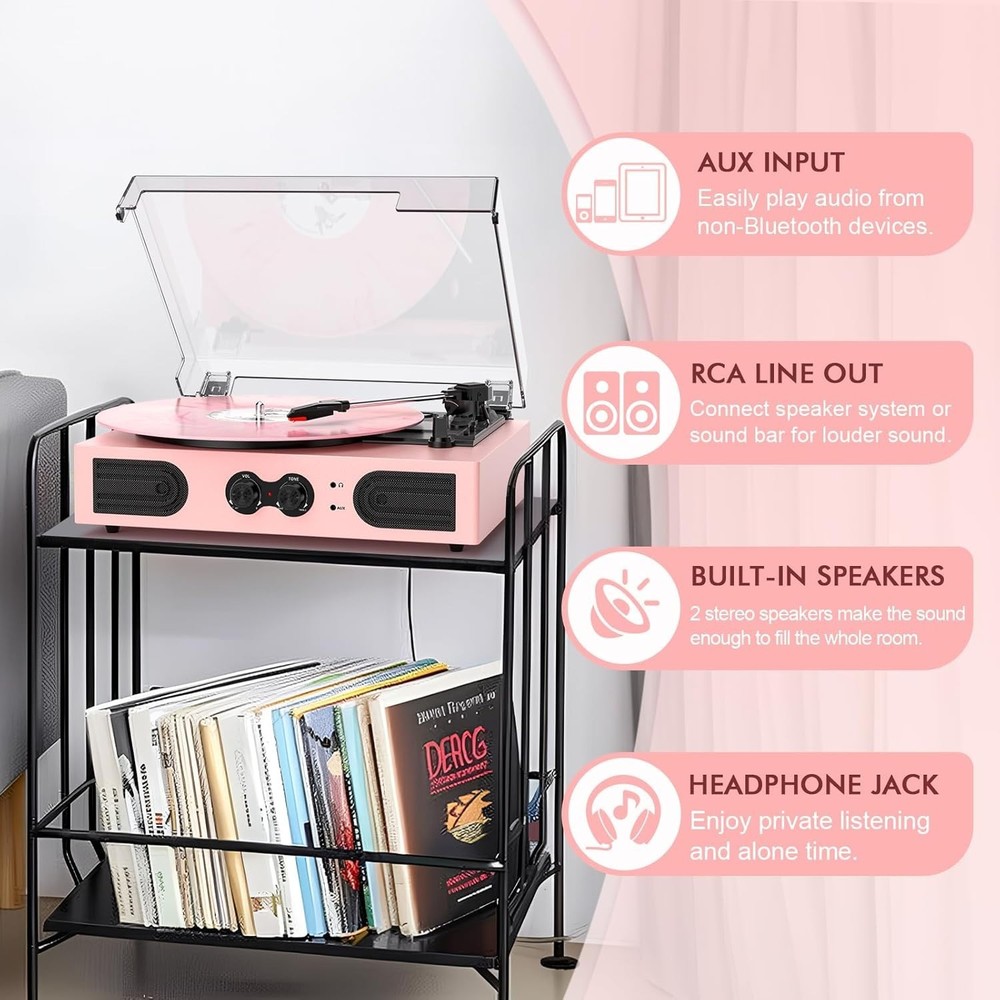 Vinyl Record Player Pink Stylish