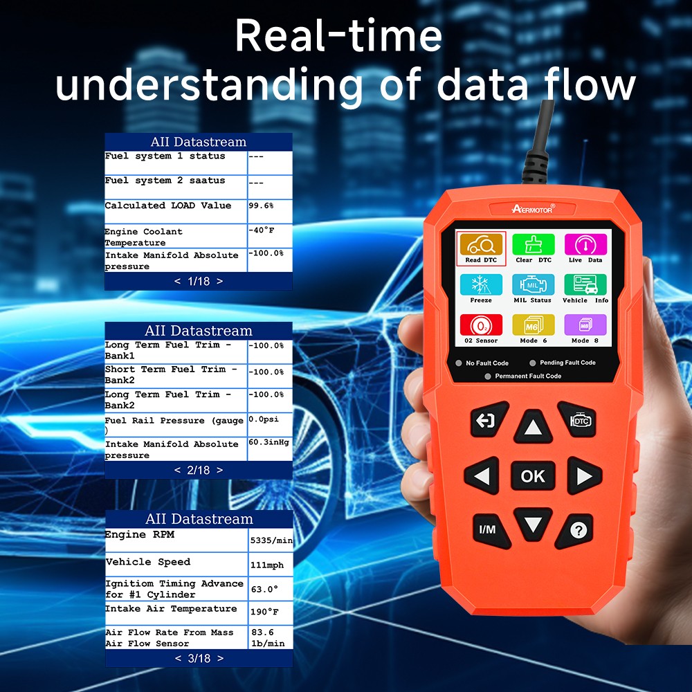 AERMOTOR OBD2 Scanner Code Reader Car Diagnostic Scan Tool Check Engine Fault