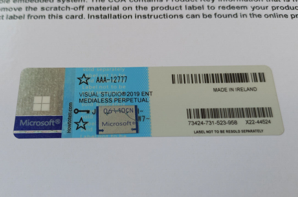 Microsoft Visual Studio 2019 Enterprise CoA AUTHENTIC License AAA-12777