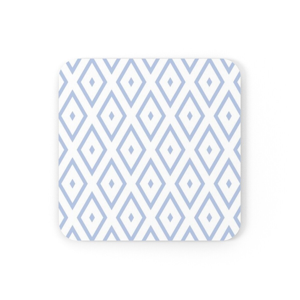 Blue & White Geometric Cork Back Coaster