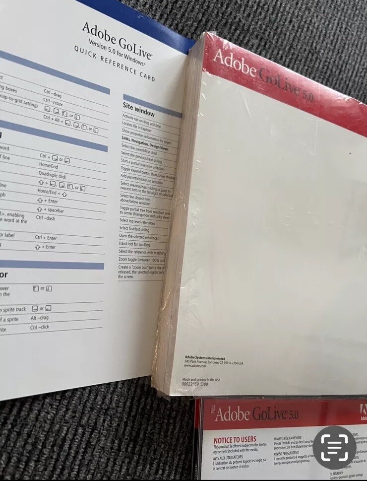 Adobe GoLive 5.0 Disk And Textbook Sealed