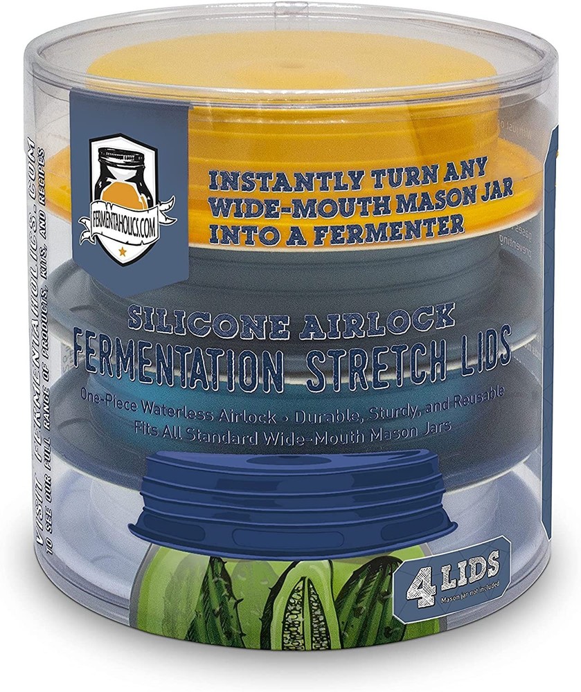 Fermentaholics Patented Silicone Fermentation Stretch Lids, 4 Pack