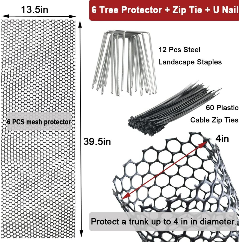 Mesh Tree Trunk Protectors, 6 Pack 40 Inches Tree Bark Protector Guard with Zip