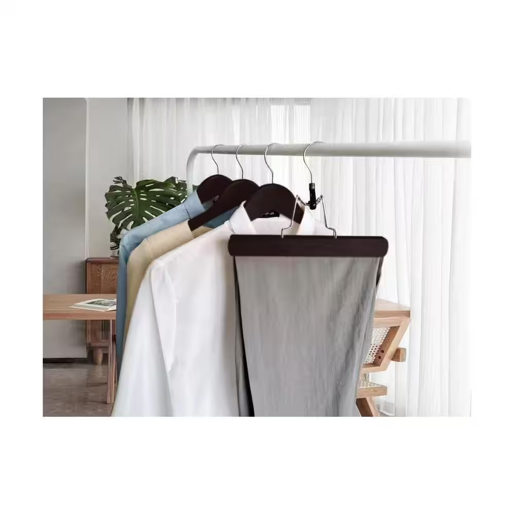 Dark Walnut Wooden Pant Hangers (6-Pack)