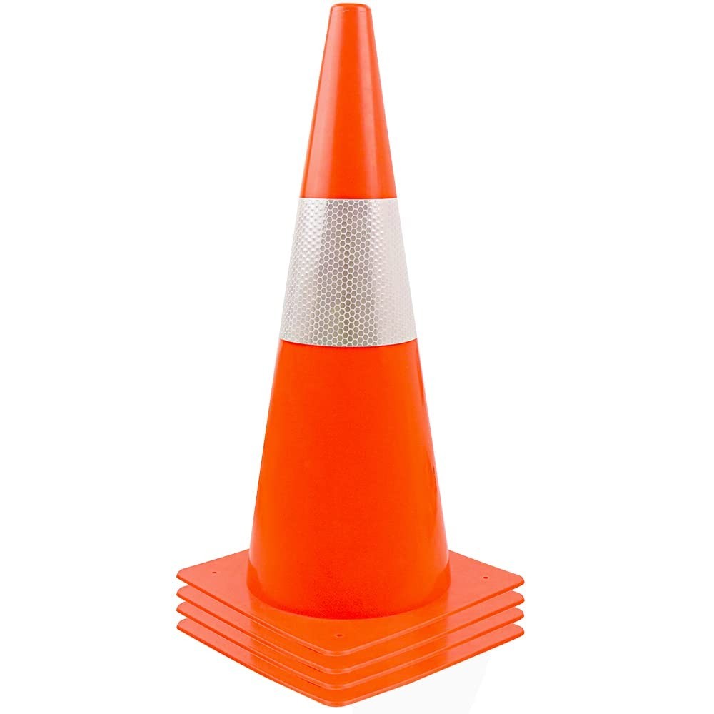 15-Inch Construction Cones with Reflective Collars - 4 Pack for Ultimate Safety