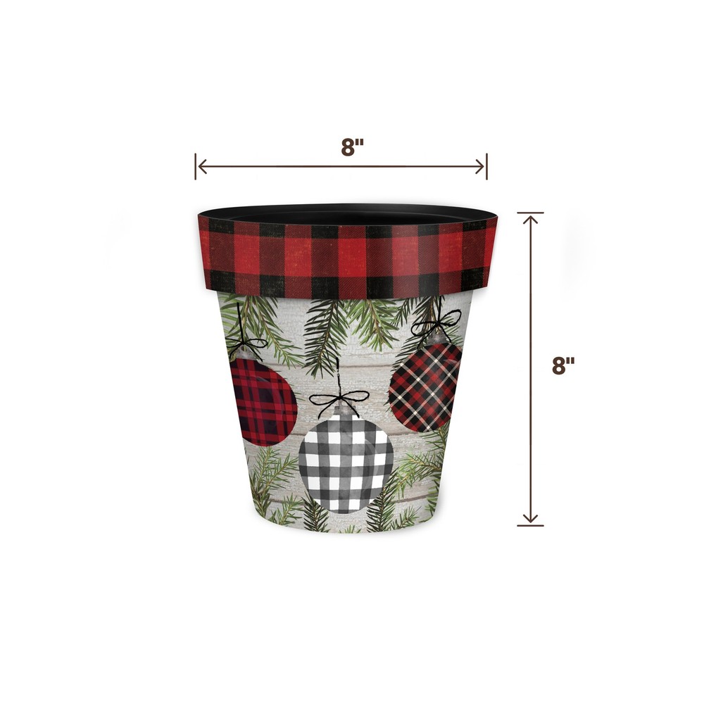 Briarwood Lane Christmas Patterned Ornaments Small Planter 8.5" Diameter