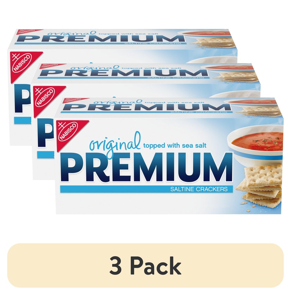 (3 pack) Premium Original Saltine Crackers, Holiday Crackers, 16 oz