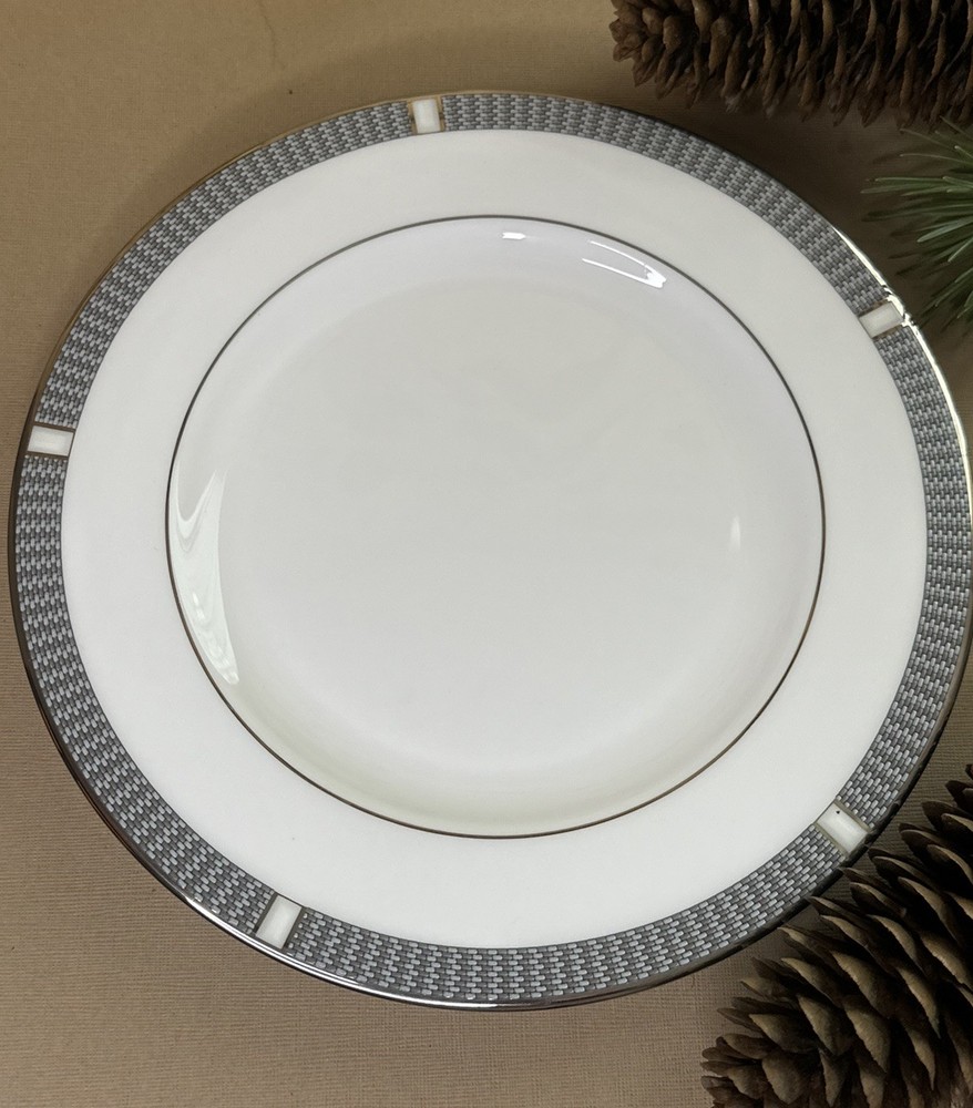 Two Lenox Silver Sophisticate Salad Plates Fine Bone China