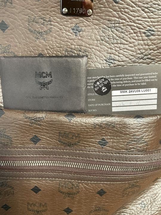 MCM backpack embossed chocolate brown