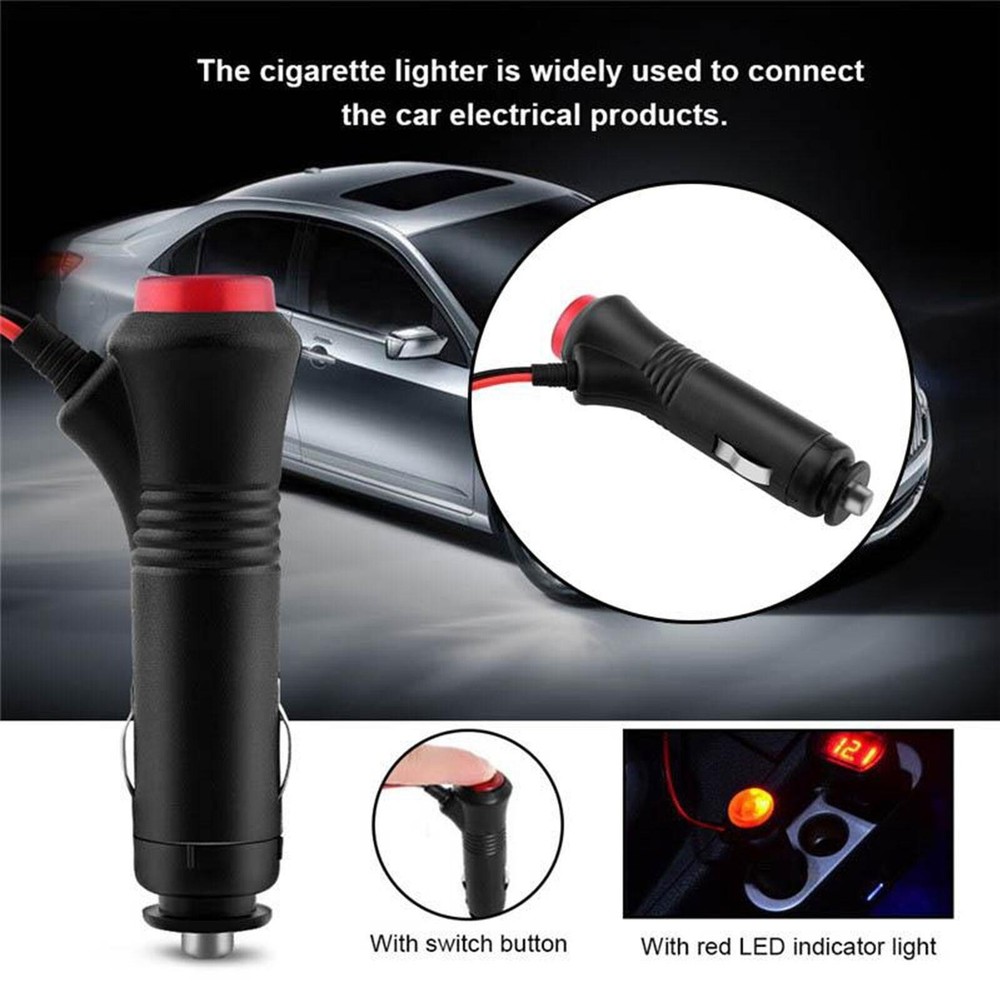 12V-24V 3FT 3A Car Cigarette Lighter Socket Plug Connector Red On/Off Switch