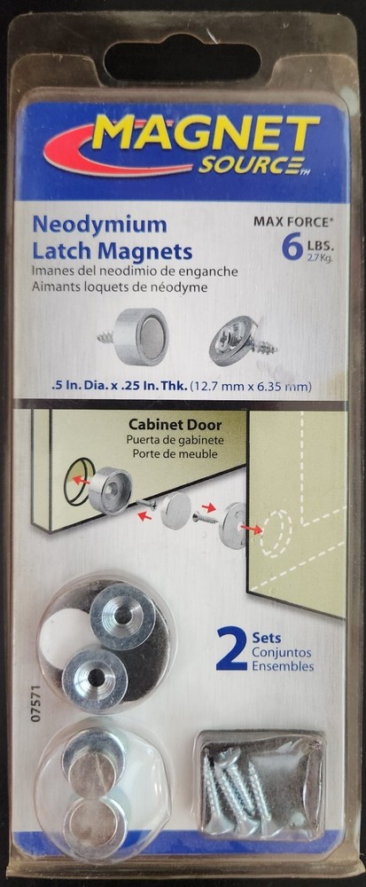 Master Magnet 2 lb. Pull Rare Earth Magnetic Latch Kit (2-Piece per Pack) 075751