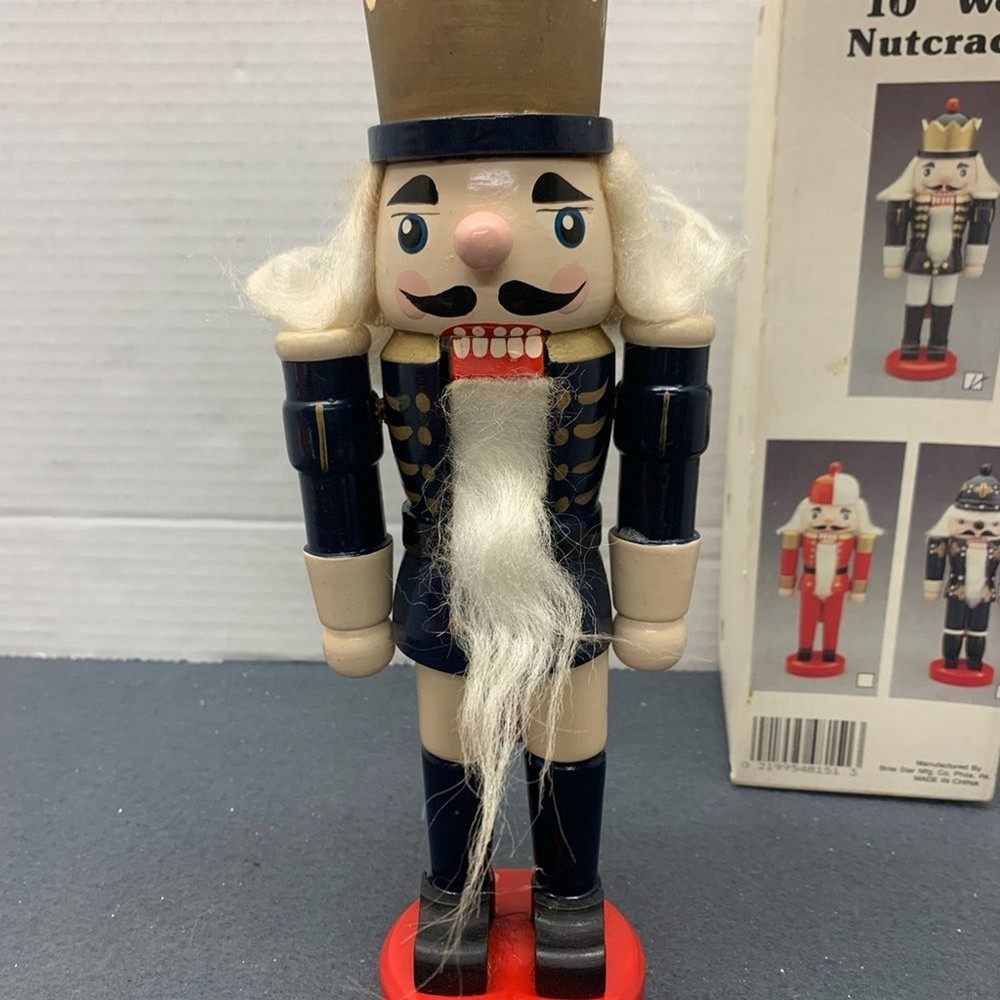 Wood Nutcracker Blue Solider Figure Christmas
