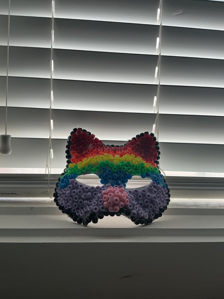 rainbow kandi cat masks !   pony beads