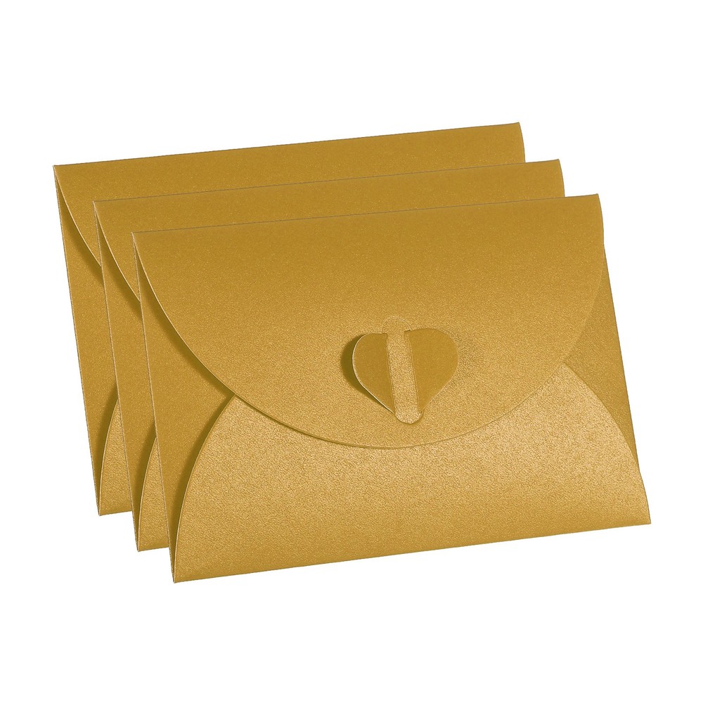 12pcs Gift Card Envelopes, Heart Shaped Clasp Mini Envelope Gold