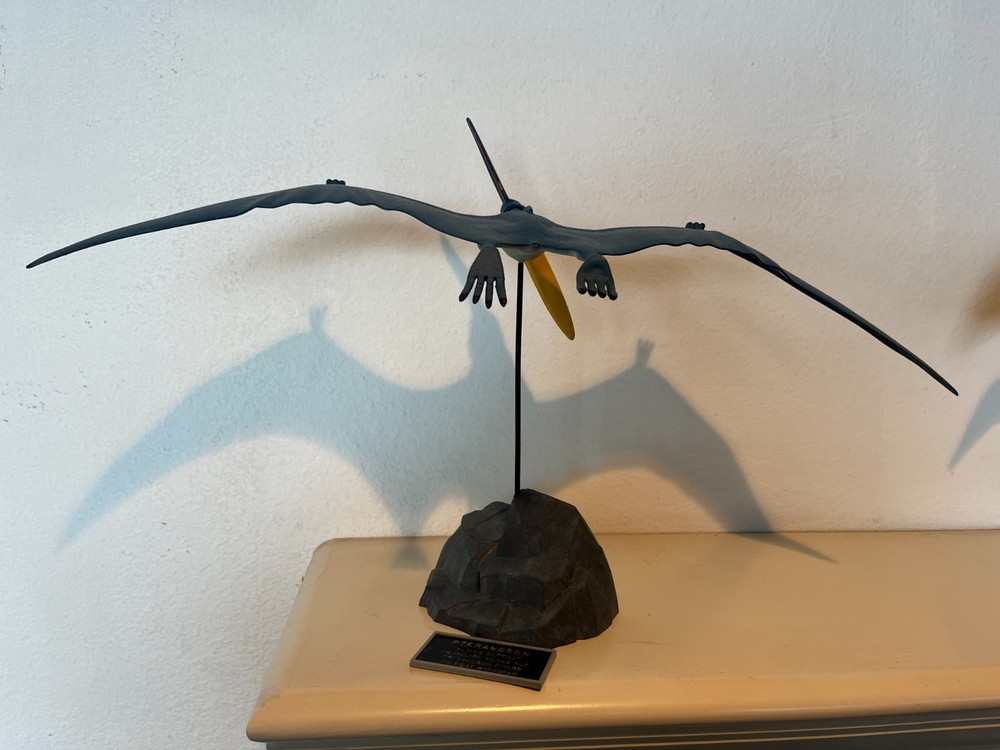 Vintage Dinosaur (Pteranodon) Plastic Model w/ Stand and Sign