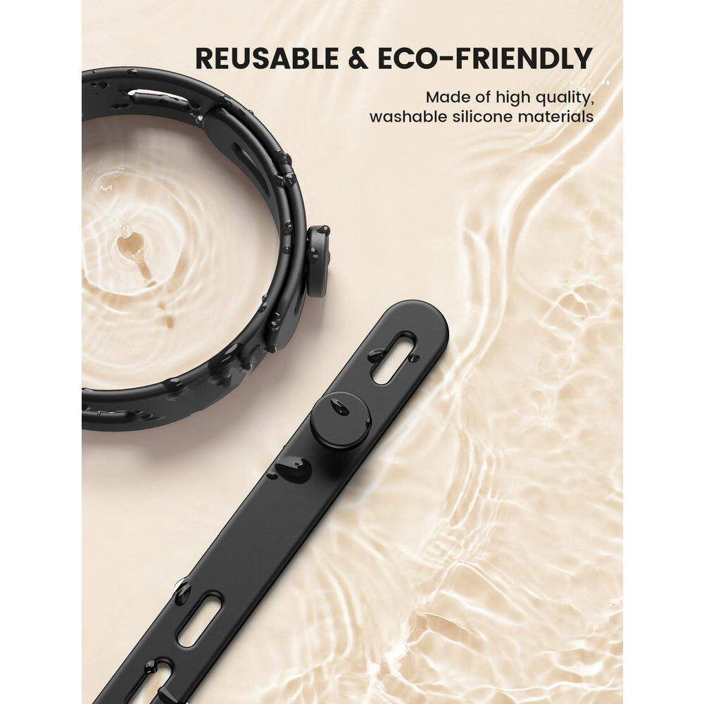 Silicone Cable Ties Cord Organizer Wrap Durable Reusable Wire Management with Lo