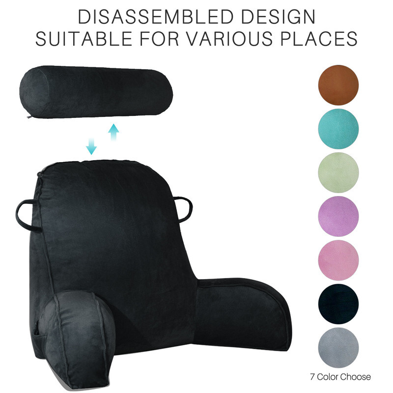 Reading Pillow with Arms Back Support Cushion Rests Neck Roll For Reading Bed
