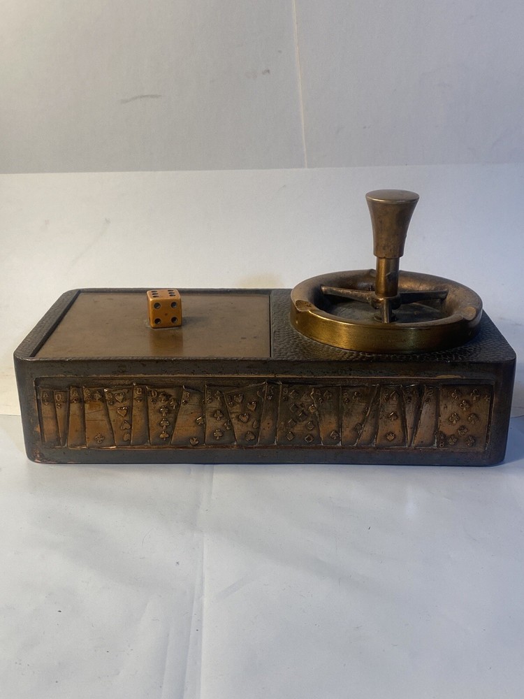 Gambling Dice Cards Theme Copper Ashtray & Cigarette Box Combo
