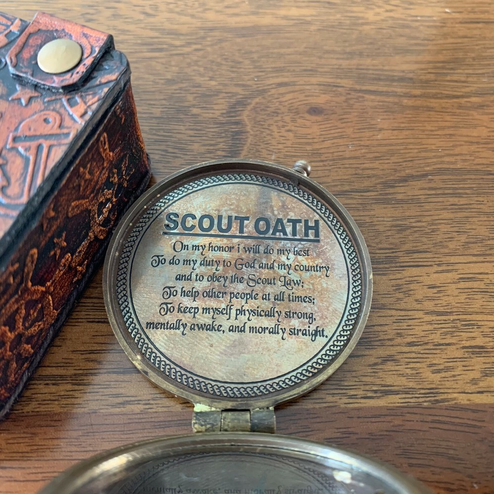 Solid Brass Boy Scouts Pocket Compass Gift