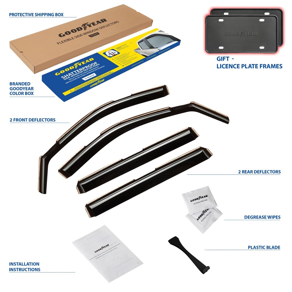 Side Window Deflectors Rain Guards for 2019-2024 Chevy Silverado Crew Cab