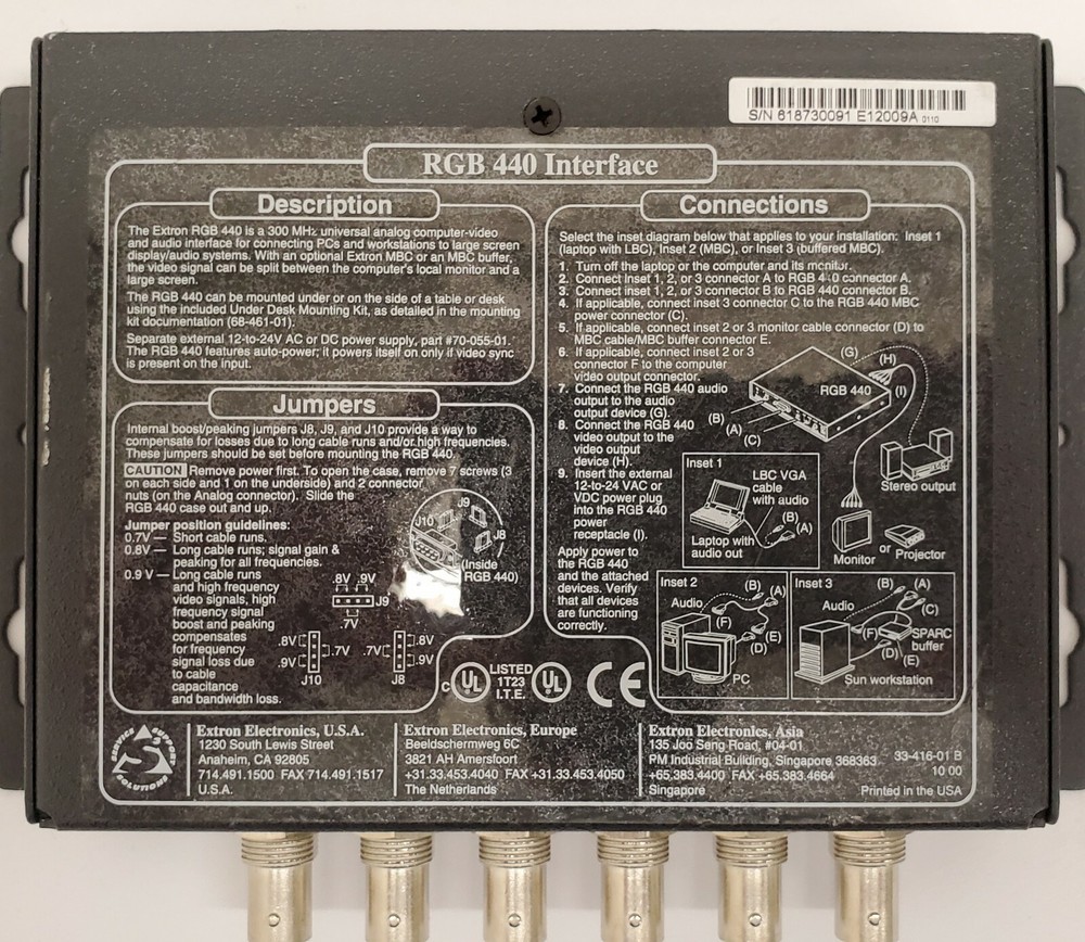 Extron RGB 440 Universal Mountable Interface With Audio (UNIT ONLY)