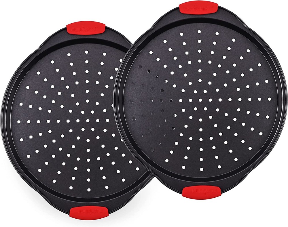 Nutrichef NCBPIZX2 Nonstick Pizza Tray With Handle
