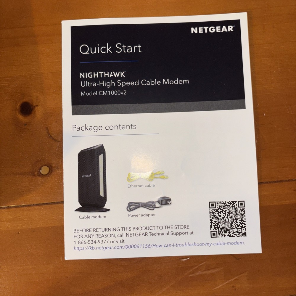 Netgear CM1000v2  High-Speed Cable Modem - Black™ (refurbished)
