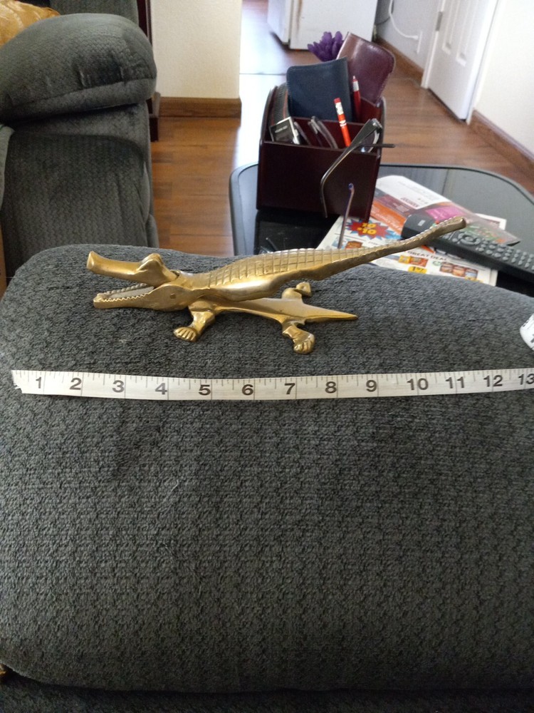 Vintage Alligator Shaped Brass Metal Nut Cracker