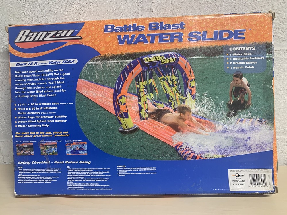 Banzai Battle Blast Water Slide 16ft Open Box Never Used