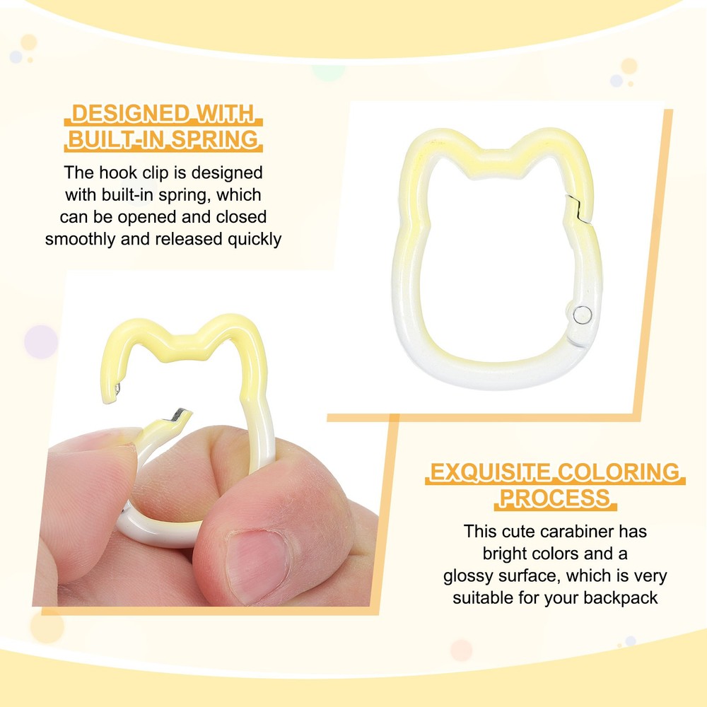 Spring Snap Hook, 8 Pcs Cute Cat Shape Keychain Clips, Gradient Yellow