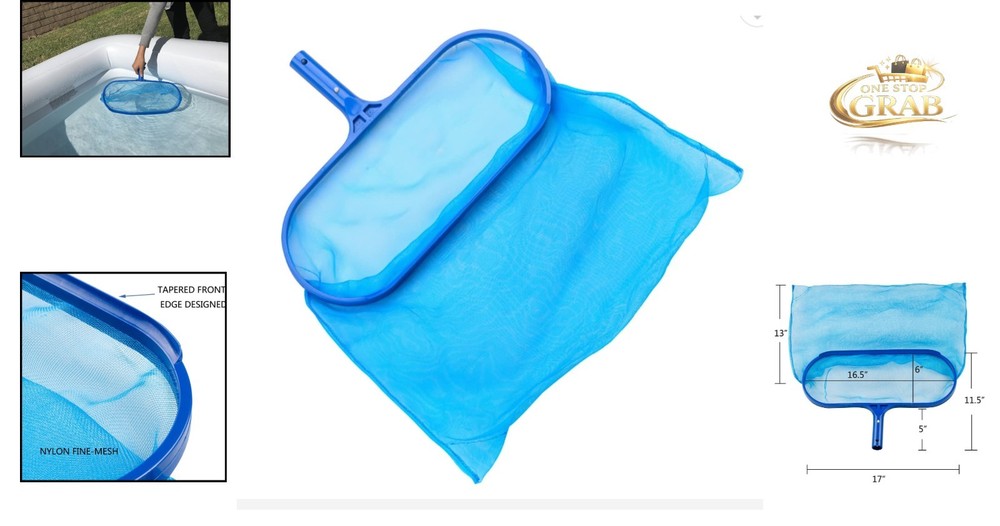 Pool Spa Leaf Skimmer Rake Net Deep Pocket for Pool Debris Removal