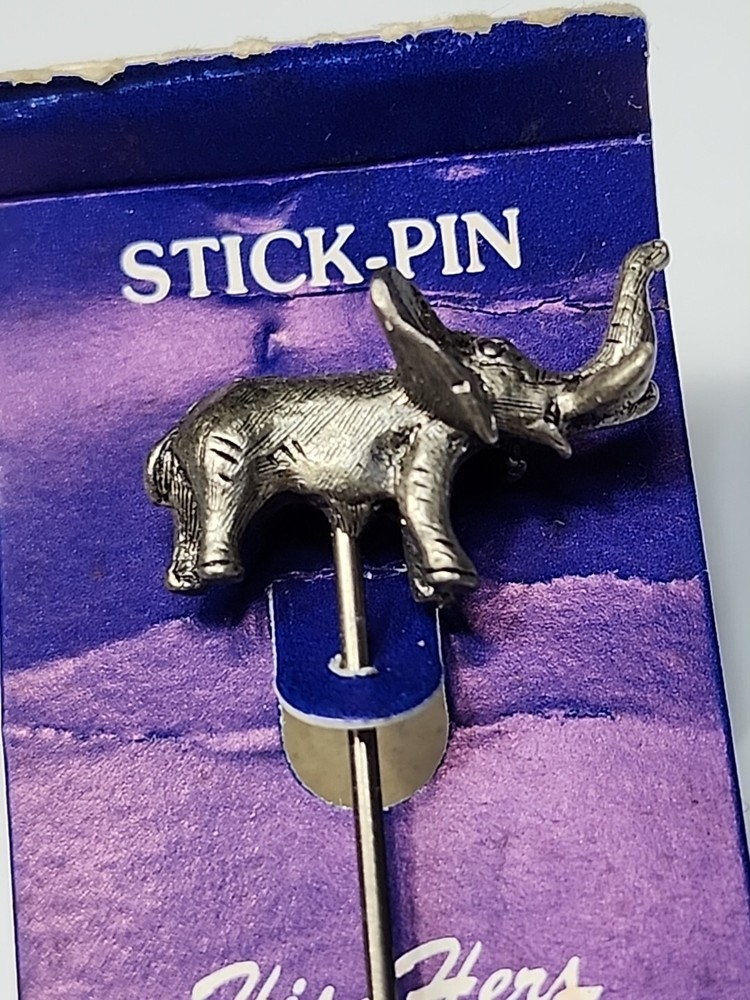 Elephant Stick Pin Pewter 3D Intricate Detailing
