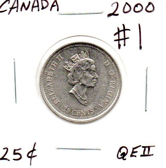 2000 design 1 Canadian 25 Cent Quarter circulated
