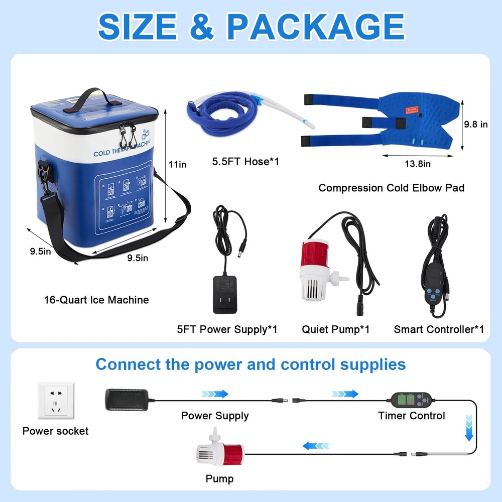 AOBOCO Ice Machine for Elbow Portable Quiet Cold Therapy Machine with Timer A...