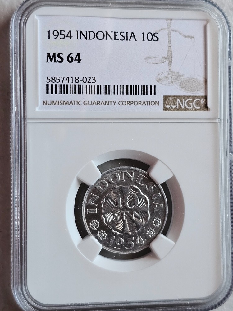 Indonesia 10 Sen 1954 NGC MS 64