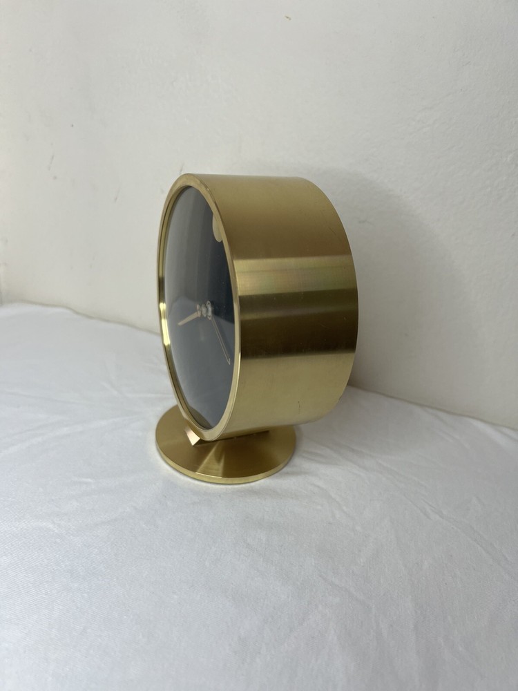 Mid-Century Modern Brass Table Or Desk Clock By Howard Miller
