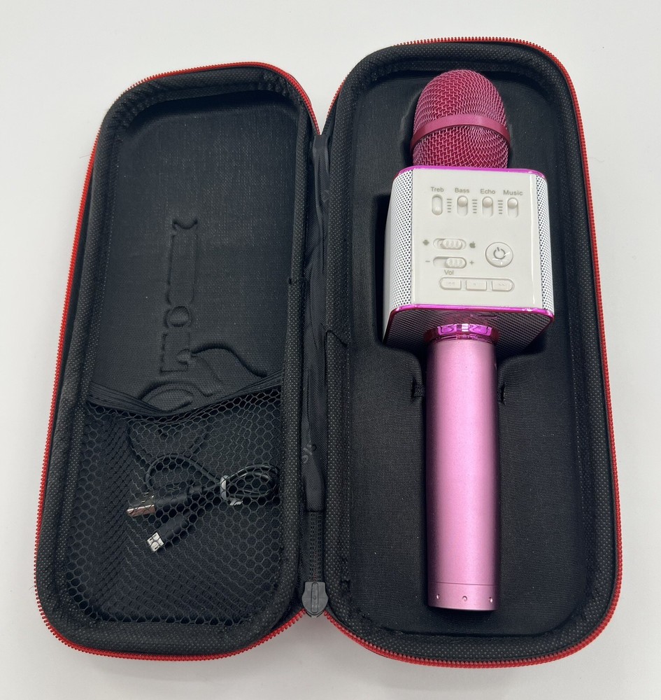 Microphone Micgeek Wireless Bluetooth Karaoke Speaker Home USB Player Pink